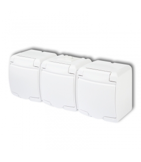 JUNIOR Gniazdo potrójne z uziemieniem 3x(2P+Z) (klapka biała, przesłony torów prądowych) Karlik GHE-3p