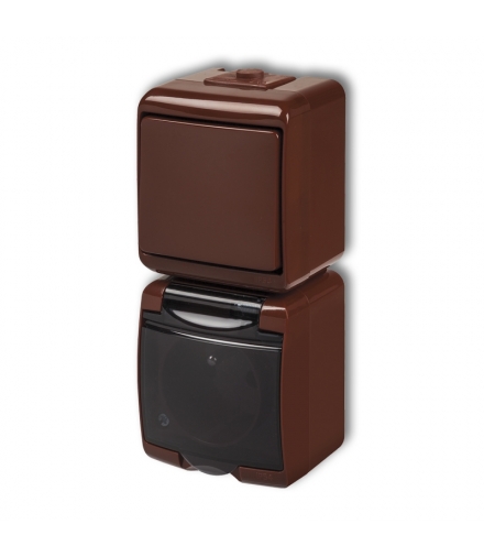 JUNIOR Łącznik jednobiegunowy z gniazdem pojedynczym z uziemieniem 2P+Z (klapka dymna, bez przesłon) Karlik 4WGHP-1d