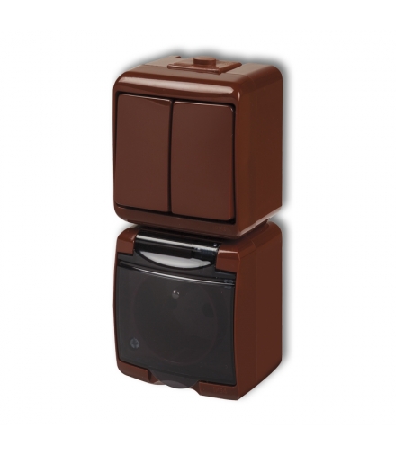 JUNIOR Łącznik świecznikowy z gniazdem pojedynczym z uziemieniem 2P+Z (klapka dymna, przesłony prądowe) Karlik 4WGHP-2dp