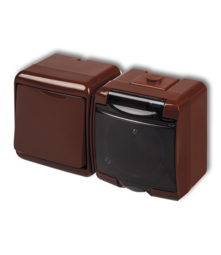 JUNIOR Łącznik jednobiegunowy z gniazdem pojedynczym z uziemieniem 2P+Z (klapka dymna, bez przesłon) Karlik 4WGHH-1d