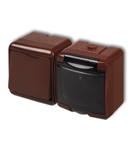 JUNIOR Łącznik jednobiegunowy z gniazdem pojedynczym z uziemieniem 2P+Z (klapka dymna, przesłony prądowe) Karlik 4WGHH-1dp