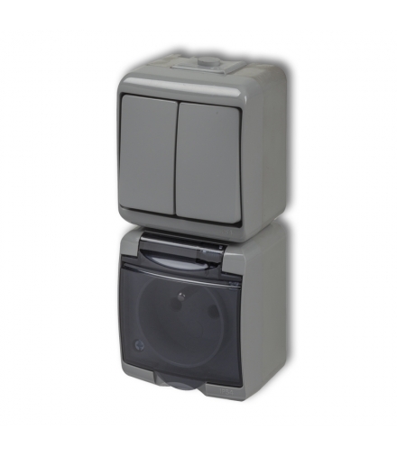 JUNIOR Łącznik świecznikowy z gniazdem pojedynczym z uziemieniem 2P+Z (klapka dymna, bez przesłon) Karlik 10WGHP-2d