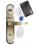 SZYLD ZAMKA ELEKTROMECHANICZNEGO ELH-50B9 brass - z czytnikiem kart zbliżeniowych (RFID) i czytnikiem linii papilarnych, mosiądz
