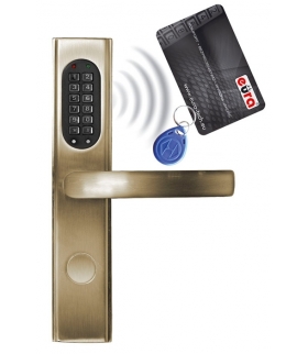 SZYLD ZAMKA ELEKTROMECHANICZNEGO ELH-30B9 brass - z czytnikiem kart zbliżeniowych (RFID) i zamkiem szyfrowym, mosiądz