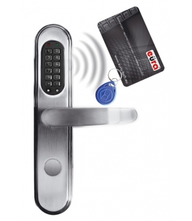SZYLD ZAMKA ELEKTROMECHANICZNEGO ELH-40B9 silver - z czytnikiem kart zbliżeniowych (RFID) i zamkiem szyfrowym, srebrny