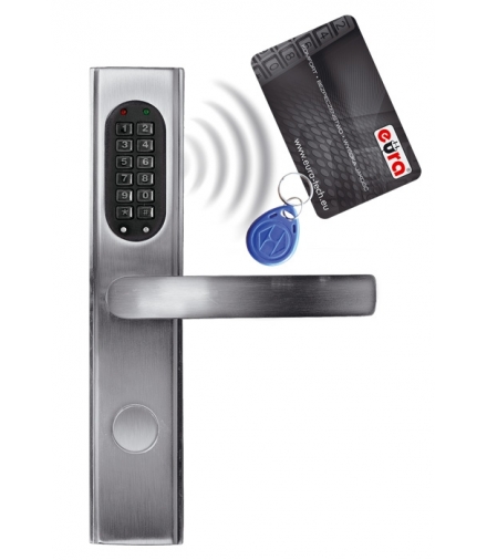 SZYLD ZAMKA ELEKTROMECHANICZNEGO ELH-30B9 silver - z czytnikiem kart zbliżeniowych (RFID) i zamkiem szyfrowym, srebrny