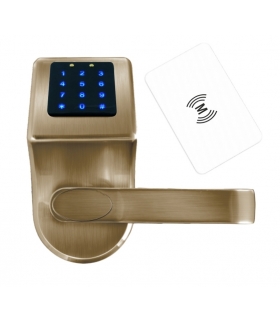 SZYLD Z KONTROLĄ DOSTĘPU SmartLock ELH-80B9 BRASS z klawiaturą dotykową, sterowaniem SMS, czytnikiem Mifare, modułem Bluetooth