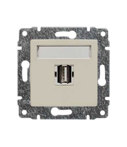 Gniazdo multimedialne USB, bez ramki Seria VENA, KREM 510351