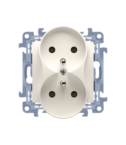 Gniazdo wtyczkowe podwójne z uziemieniem kremowy 16A CGZ2M.01/41