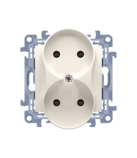 Gniazdo wtyczkowe podwójne bez uziemienia kremowy 16A CG2M.01/41