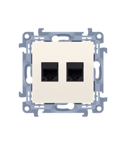 Gniazdo komputerowe RJ45 kategoria 5e + telefoniczne RJ11 kremowy C5T.01/41