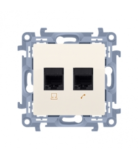 Gniazdo komputerowe RJ45 kategoria 6 + telefoniczne RJ11 kremowy C6T.01/41