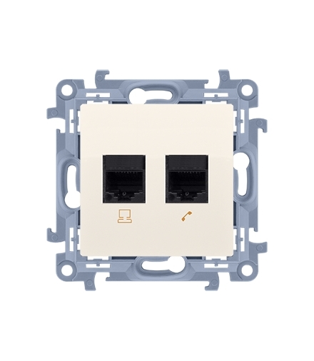 Gniazdo komputerowe RJ45 kategoria 6 + telefoniczne RJ11 kremowy C6T.01/41