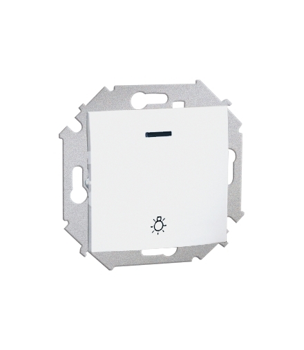 Przycisk "światło" z podświetleniem LED nie wymienialny kolor: czerwony (moduł) 16AX 250V, zaciski śrubowe, biały 1591161-030