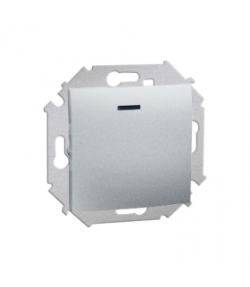 Przycisk pojedynczy zwierny z podświetleniem LED nie wymienialny kolor: czerwony (moduł) 16AX 250V, zaciski śrubowe, aluminiowy,