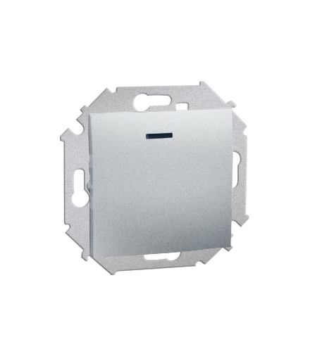 Przycisk pojedynczy zwierny z podświetleniem LED nie wymienialny kolor: czerwony (moduł) 16AX 250V, zaciski śrubowe, aluminiowy,