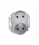 Gniazdo wtyczkowe podwójne bez uziemienia aluminiowy, metalizowany 16A 1591464-026
