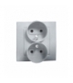 Gniazdo wtyczkowe podwójne z uziemieniem aluminiowy, metalizowany 16A 1591456-026
