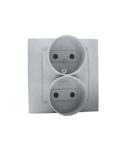 Gniazdo wtyczkowe podwójne bez uziemienia aluminiowy, metalizowany 16A 1591457-026