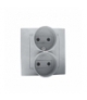 Gniazdo wtyczkowe podwójne bez uziemienia aluminiowy, metalizowany 16A 1591457-026