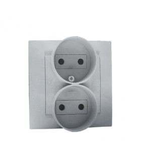 Gniazdo wtyczkowe podwójne bez uziemienia z przesłonami torów prądowych aluminiowy, metalizowany 16A 1591452-026