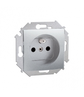 Gniazdo wtyczkowe pojedyncze z uziemieniem z przesłonami aluminiowy, metalizowany 16A 1591418-026