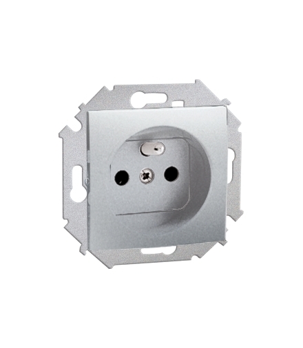 Gniazdo wtyczkowe pojedyncze z uziemieniem z przesłonami aluminiowy, metalizowany 16A 1591418-026