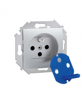 Gniazdo wtyczkowe pojedyncze DATA z kluczem uprawniającym aluminiowy, metalizowany 16A 1591460-026