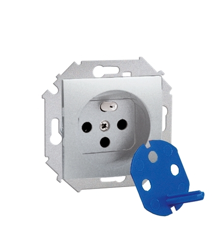 Gniazdo wtyczkowe pojedyncze DATA z kluczem uprawniającym aluminiowy, metalizowany 16A 1591460-026