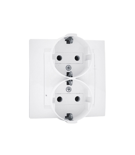 Gniazdo wtyczkowe podwójne z uziemieniem typu Schuko biały 16A 1591459-030