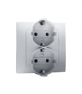 Gniazdo wtyczkowe podwójne z uziemieniem typu Schuko aluminiowy, metalizowany 16A 1591459-026