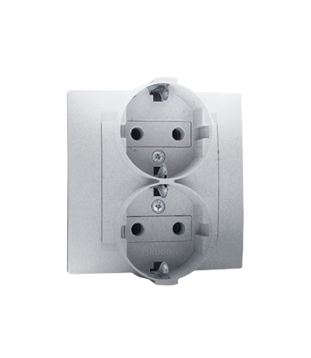Gniazdo wtyczkowe podwójne z uziemieniem typu Schuko aluminiowy, metalizowany 16A 1591459-026