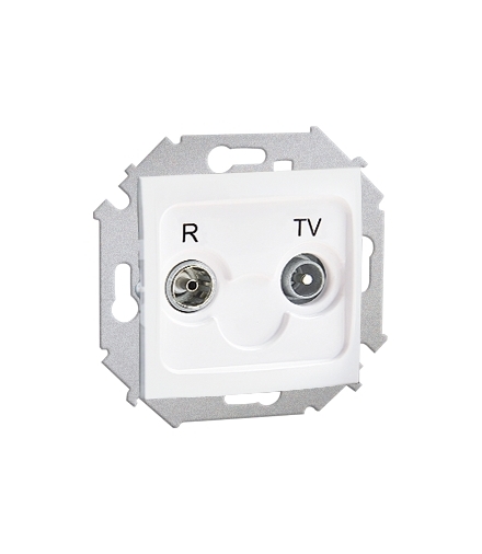 KONIEC PRODUKCJI - DOSTEPNY DO WYCZERPANIA STANÓW MAGAZYNOWYCH gniazdo antenowe R-TV przelotowe tłum.:14dB biały 1591489-030