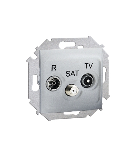 Gniazdo antenowe R-TV-SAT przelotowe tłum.:10dB aluminiowy, metalizowany 1591467-026