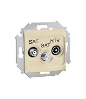 Gniazdo antenowe SAT-SAT-RTV satelitarne podwójne tłum.:1dB beżowy 1591038-031