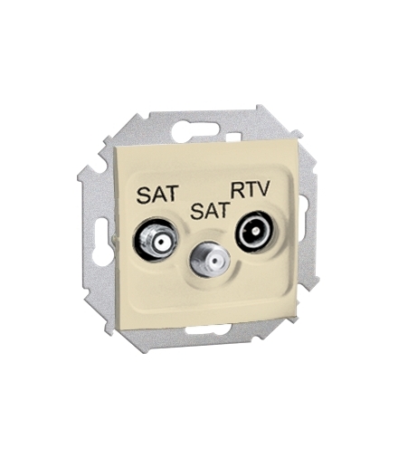 Gniazdo antenowe SAT-SAT-RTV satelitarne podwójne tłum.:1dB beżowy 1591038-031