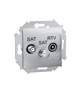 Gniazdo antenowe SAT-SAT-RTV satelitarne podwójne tłum.:1dB aluminiowy, metalizowany 1591038-026