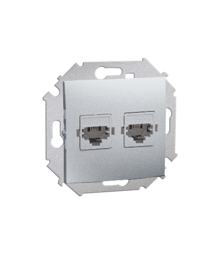 Gniazdo telefoniczne podwójne RJ12 aluminiowy, metalizowany 1591532-026