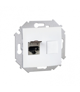 Gniazdo komputerowe podwójne RJ45 kategoria 5E, z przesłoną przeciwkurzową biały 1591553-030