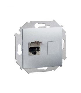 Gniazdo komputerowe pojedyncze ekranowane RJ45 kategoria 6, z przesłoną przeciwkurzową aluminiowy, metalizowany 1591563-026