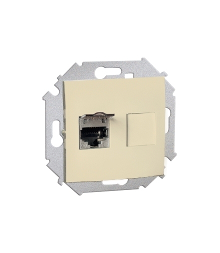 Gniazdo komputerowe pojedyncze ekranowane RJ45 kategoria 6, z przesłoną przeciwkurzową beżowy 1591563-031