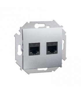 Gniazdo komputerowe podwójne RJ45 kategoria 5e aluminiowy, metalizowany 1591552-026