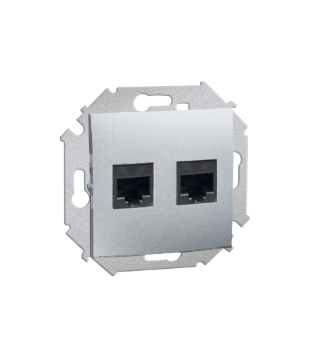 Gniazdo komputerowe podwójne RJ45 kategoria 6 aluminiowy, metalizowany 1591562-026