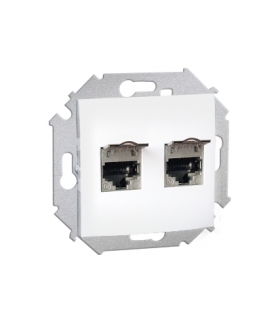 Gniazdo komputerowe podwójne RJ45 kategoria 5E, z przesłoną przeciwkurzową biały 1591554-030