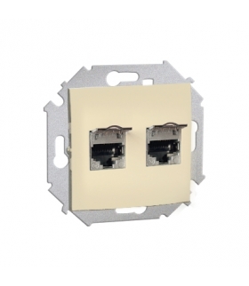 Gniazdo komputerowe podwójne RJ45 kategoria 5E, z przesłoną przeciwkurzową beżowy 1591554-031