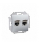 Gniazdo komputerowe podwójne ekranowane RJ45 kategoria 6, z przesłoną przeciwkurzową aluminiowy, metalizowany 1591564-026