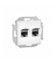 Gniazdo komputerowe podwójne ekranowane RJ45 kategoria 6, z przesłoną przeciwkurzową biały 1591564-030