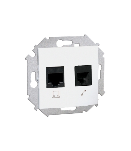 Gniazdo komputerowe RJ45 kategoria 6 + telefoniczne RJ12 biały 1591542-030