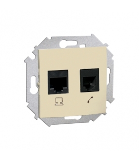 Gniazdo komputerowe RJ45 kategoria 6 + telefoniczne RJ12 beżowy 1591542-031