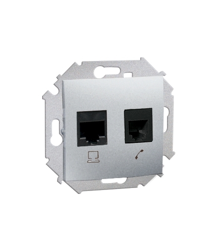 Gniazdo komputerowe RJ45 kategoria 6 + telefoniczne RJ12 aluminiowy, metalizowany 1591542-026